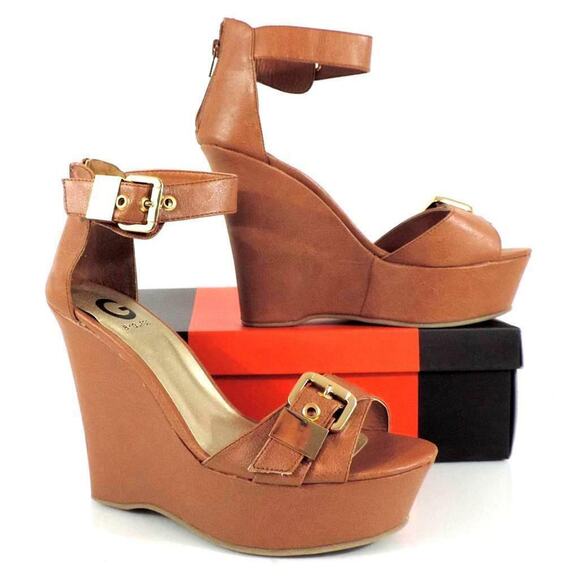G by Guess Honey Platform Wedge Heels Sandals Medium Natural Size 10 - Picture 5 of 8